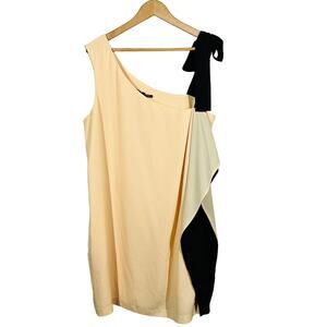 Victoria's Secret Draped Halter Dress Formal Toga Ribbon Tie Black Pink - 14